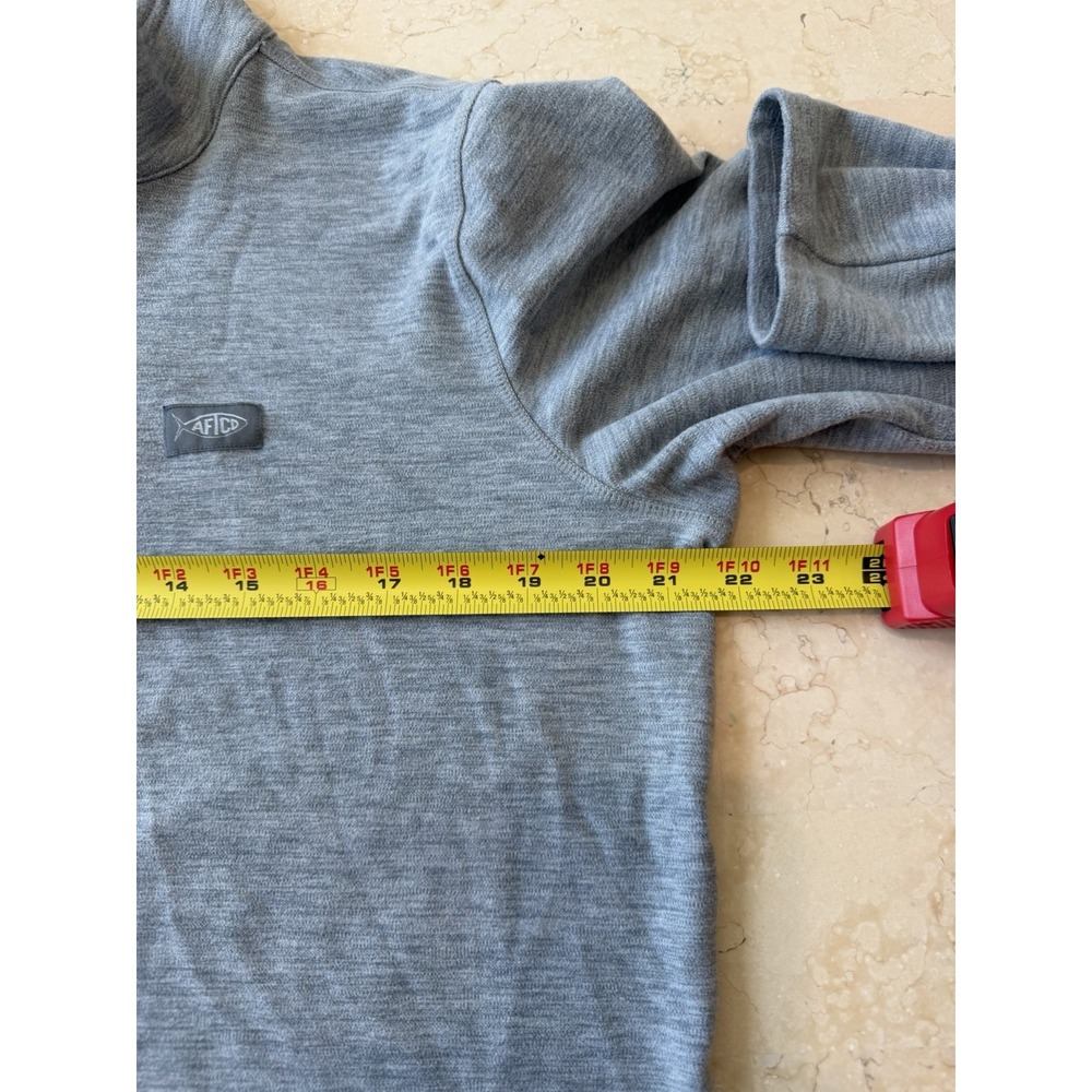 AFTCO Men's Gray 1/4 Zip Pullover Long Sleeve Mock Neck Fishing Shirt M - Picture 7 of 9